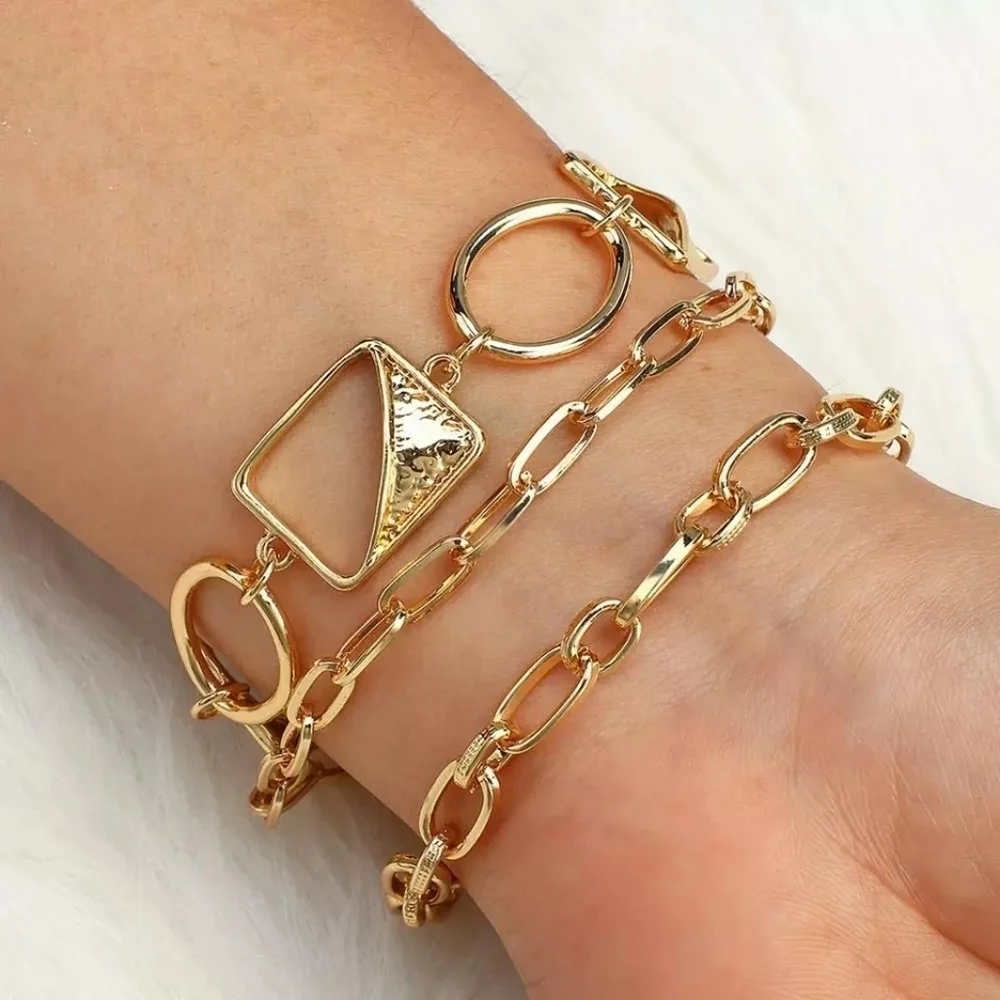 NEW 14k‎ Gold-Plated Paperclip Adjustable Bangle Bracelet